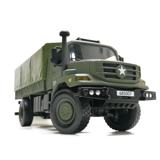 Caminhão Militar Verde – Miniatura 1:36 com Capota Removível