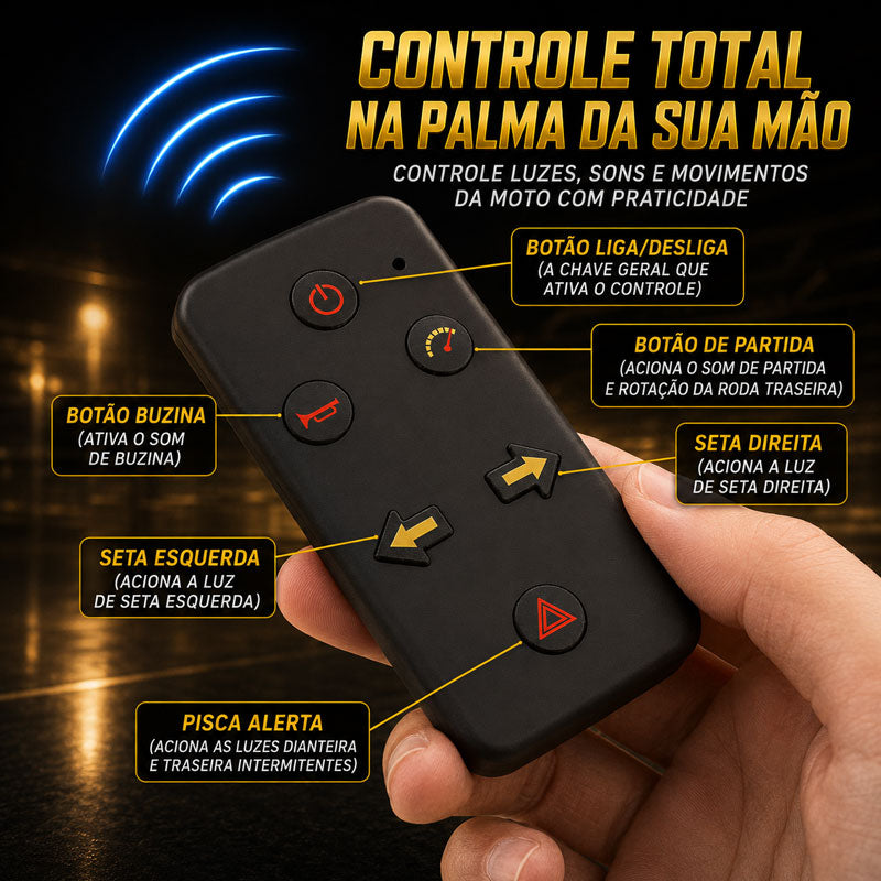 BMW S1000RR 1:6 com Controle Remoto, Spray no Escapamento e Funções Interativas