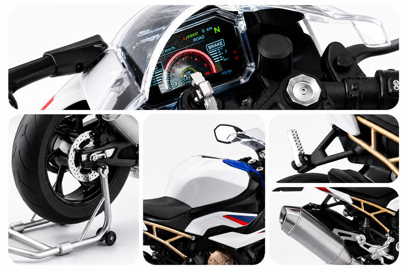 BMW S1000RR 1:6 com Controle Remoto, Spray no Escapamento e Funções Interativas